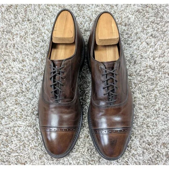 Allen Edmonds Fifth Avenue Leather Cap Toe Oxford Dress Shoes Men's 9 D Brown